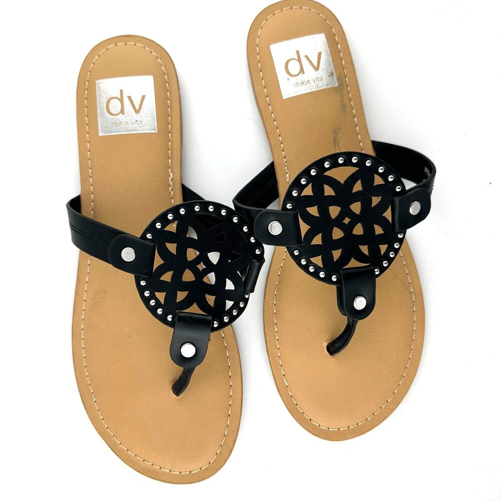 Dolce Vita Gotie Black Vegan Leather Sandal NWOB Size 6.5